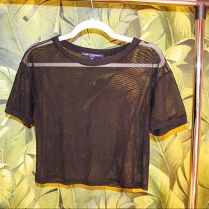Black mesh crop top